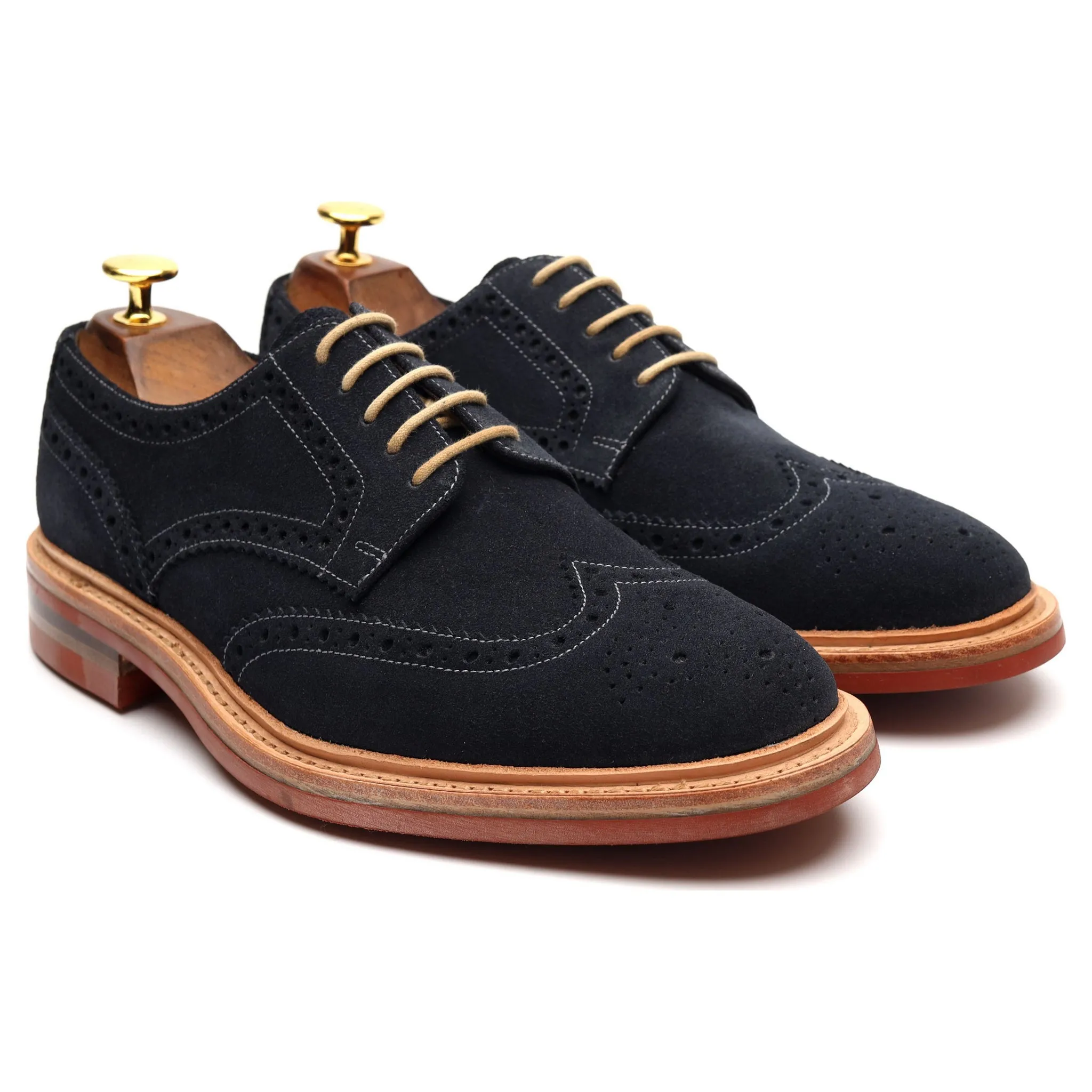 1880 'Leamington' Blue Suede Derby Brogues UK 6.5 F