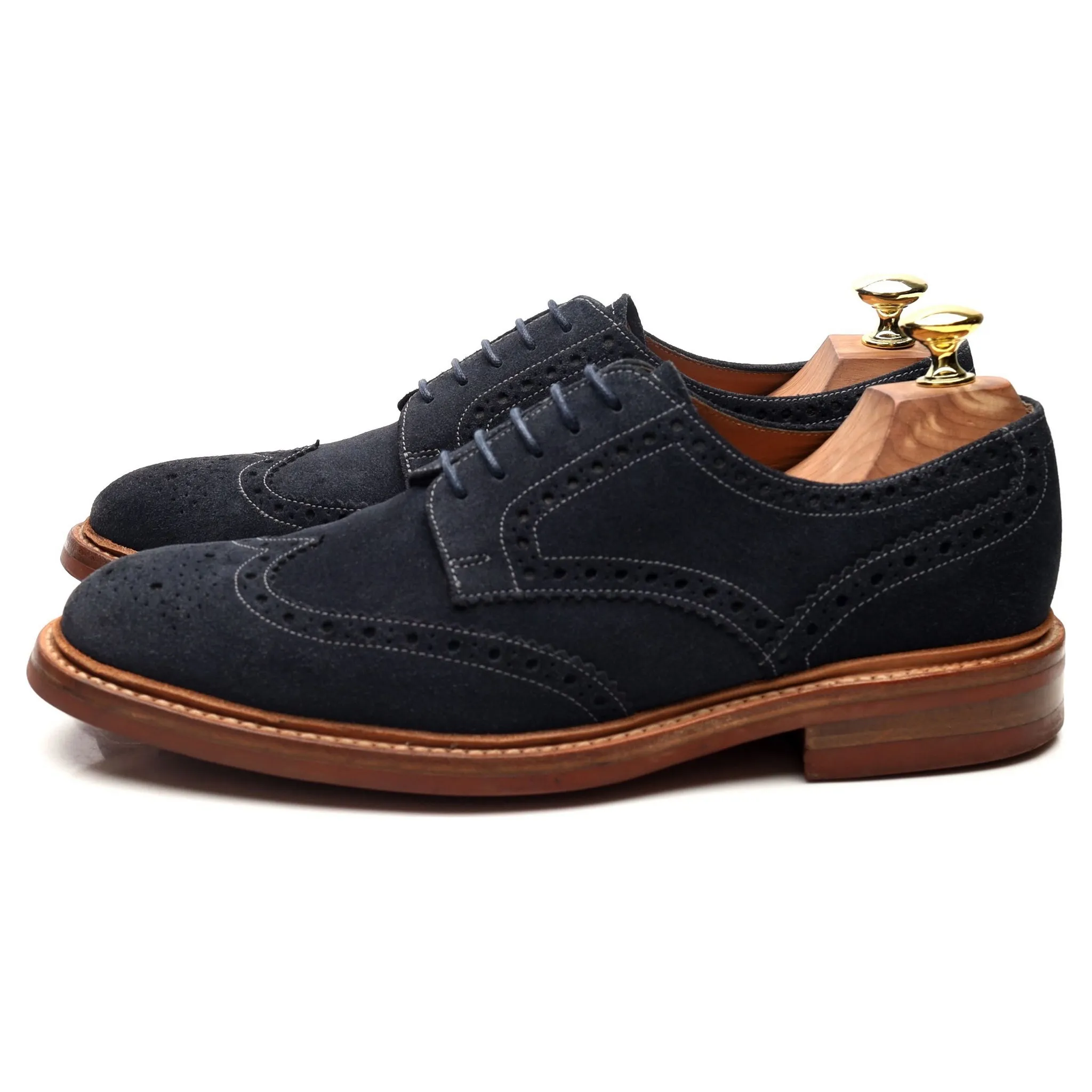 1880 'Leamington' Blue Suede Derby Brogues UK 7 F