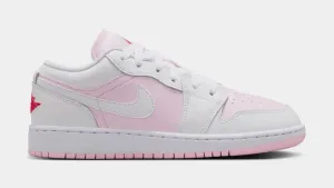 Air Jordan 1 Low Grade School Lifestyle Shoes (Pink Foam/White/Fire Red)