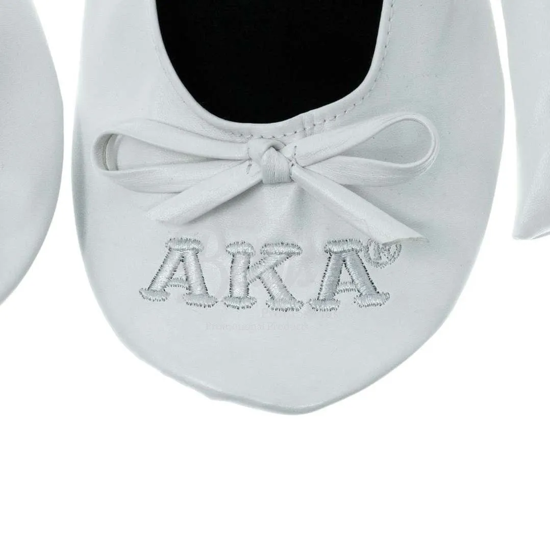 Alpha Kappa Alpha AKA Embroidered Ballet Flats with Carrying Case