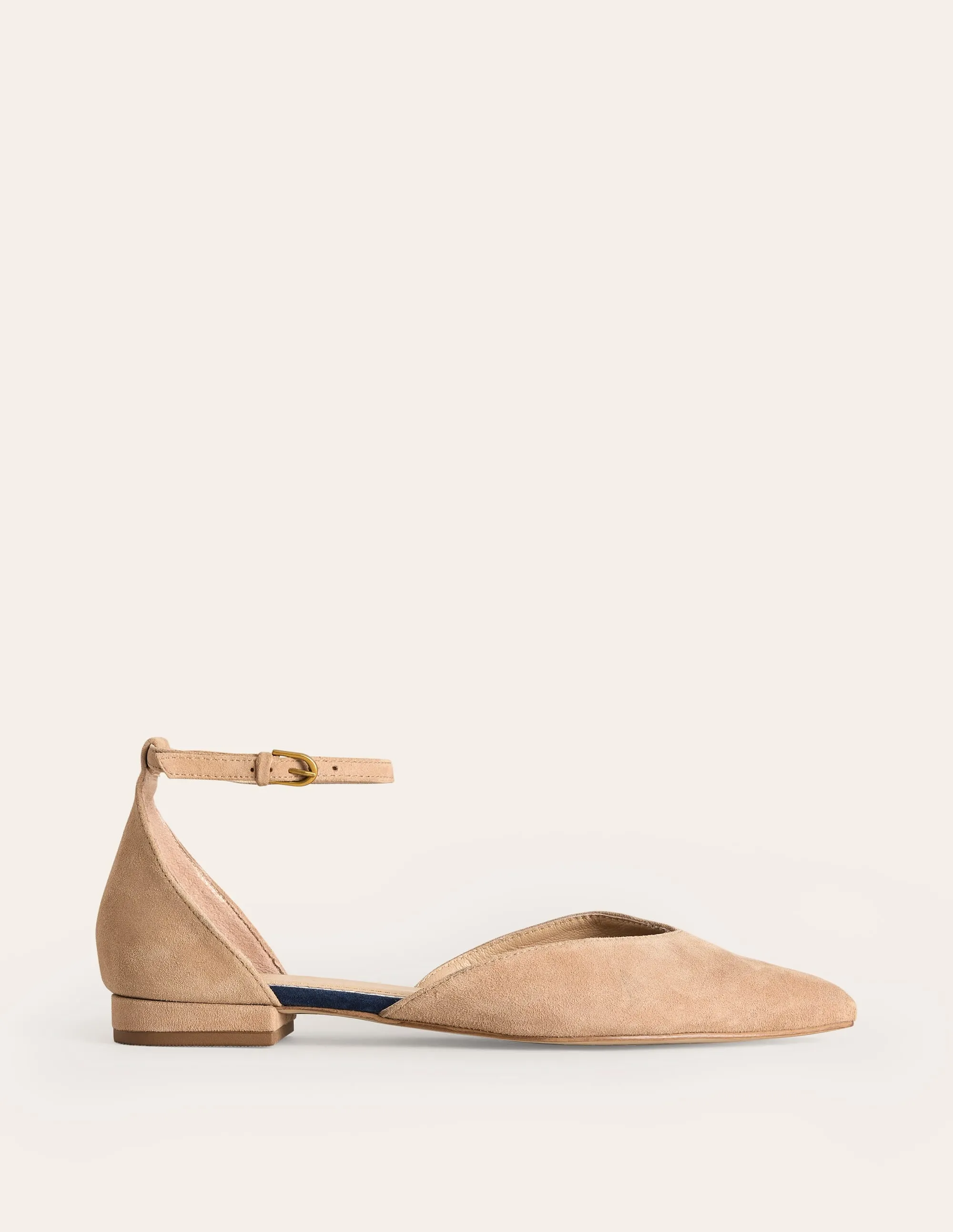 Ankle Strap Point Flats-Macchiato Suede