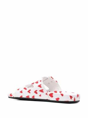 Balenciaga Logo Print Mallorca Flat Sandals 'white Pink Hearts'