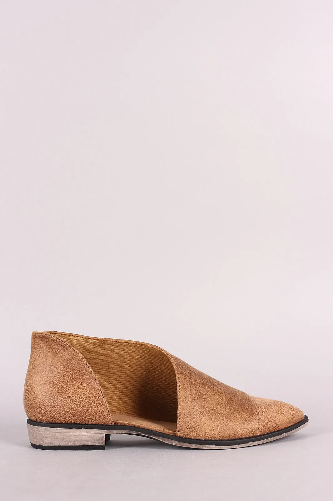 Bamboo Pointy Toe Slip On Dorsay Flat