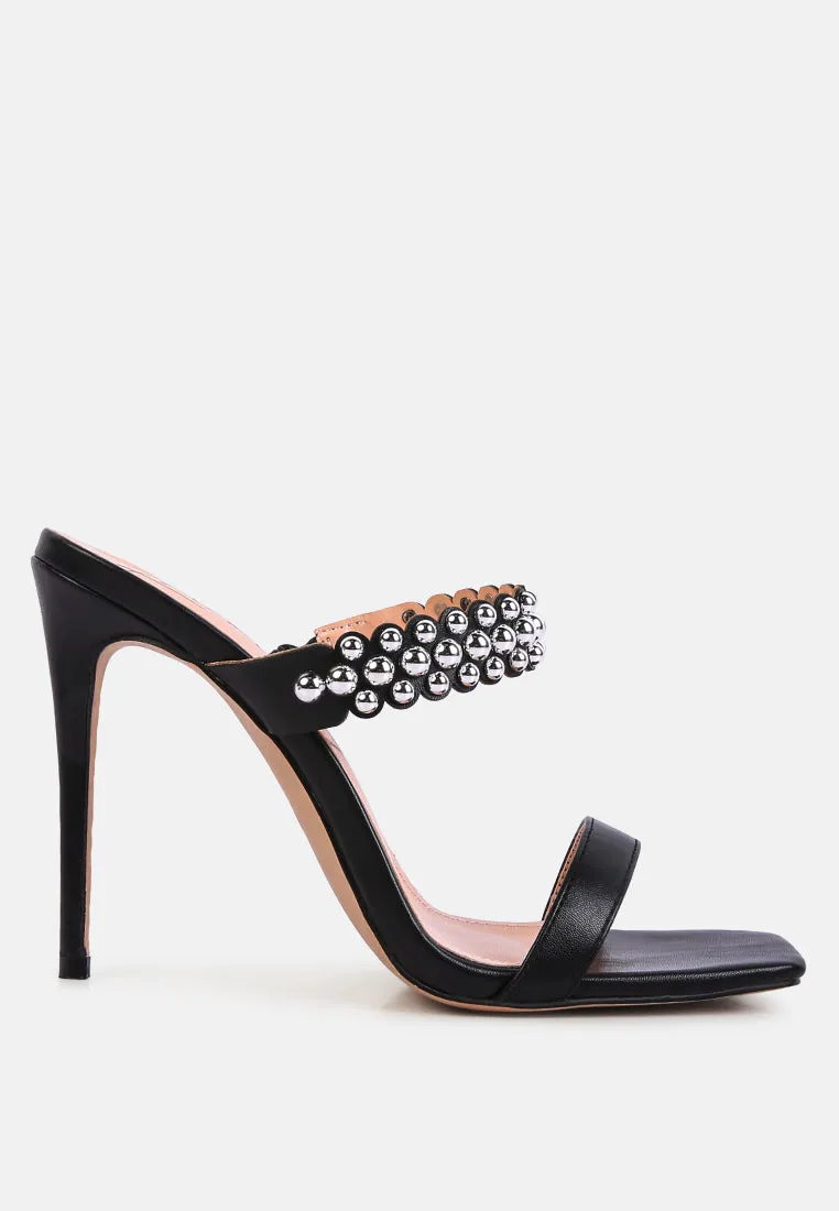 Bandy Stieletto Heel Metal Stud Sandals