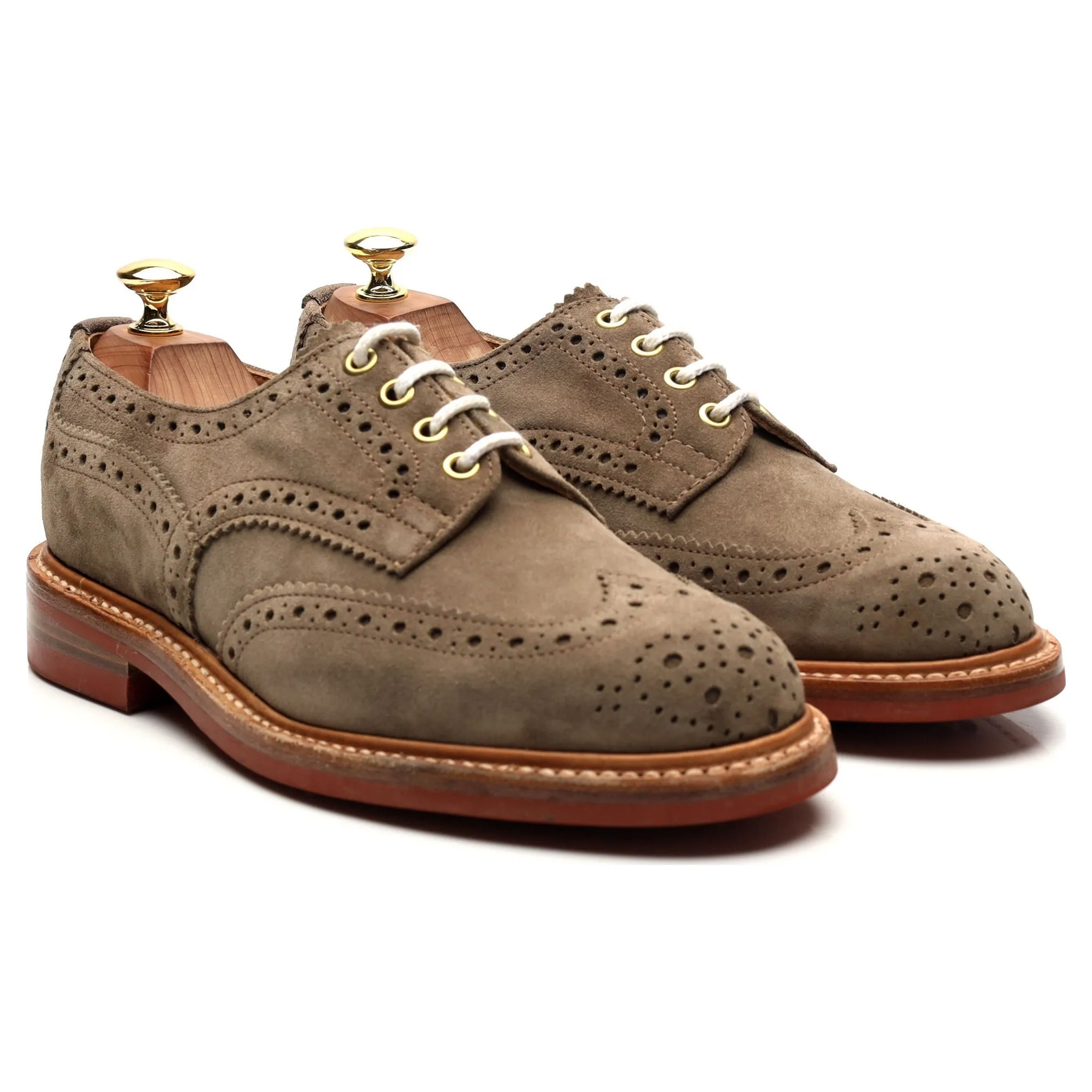 'Bourton' Light Brown Suede Derby Brogues UK 6.5