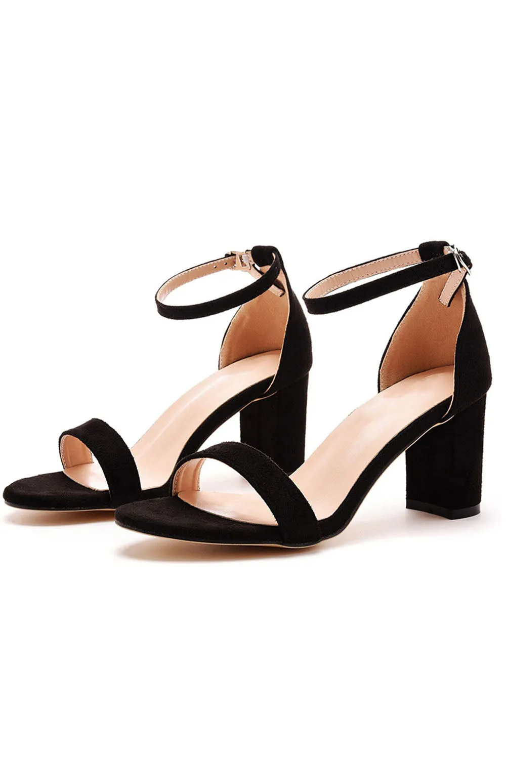 Brief Open Toe ONE-STRAP Buckle Chunky Heel Sandals