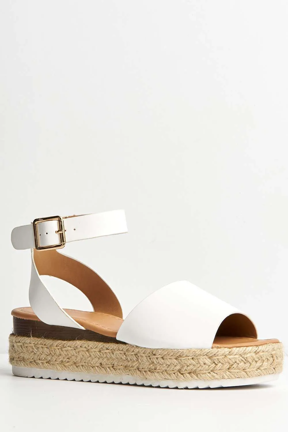 Casey Espadrille Flatform Sandals in White Matt