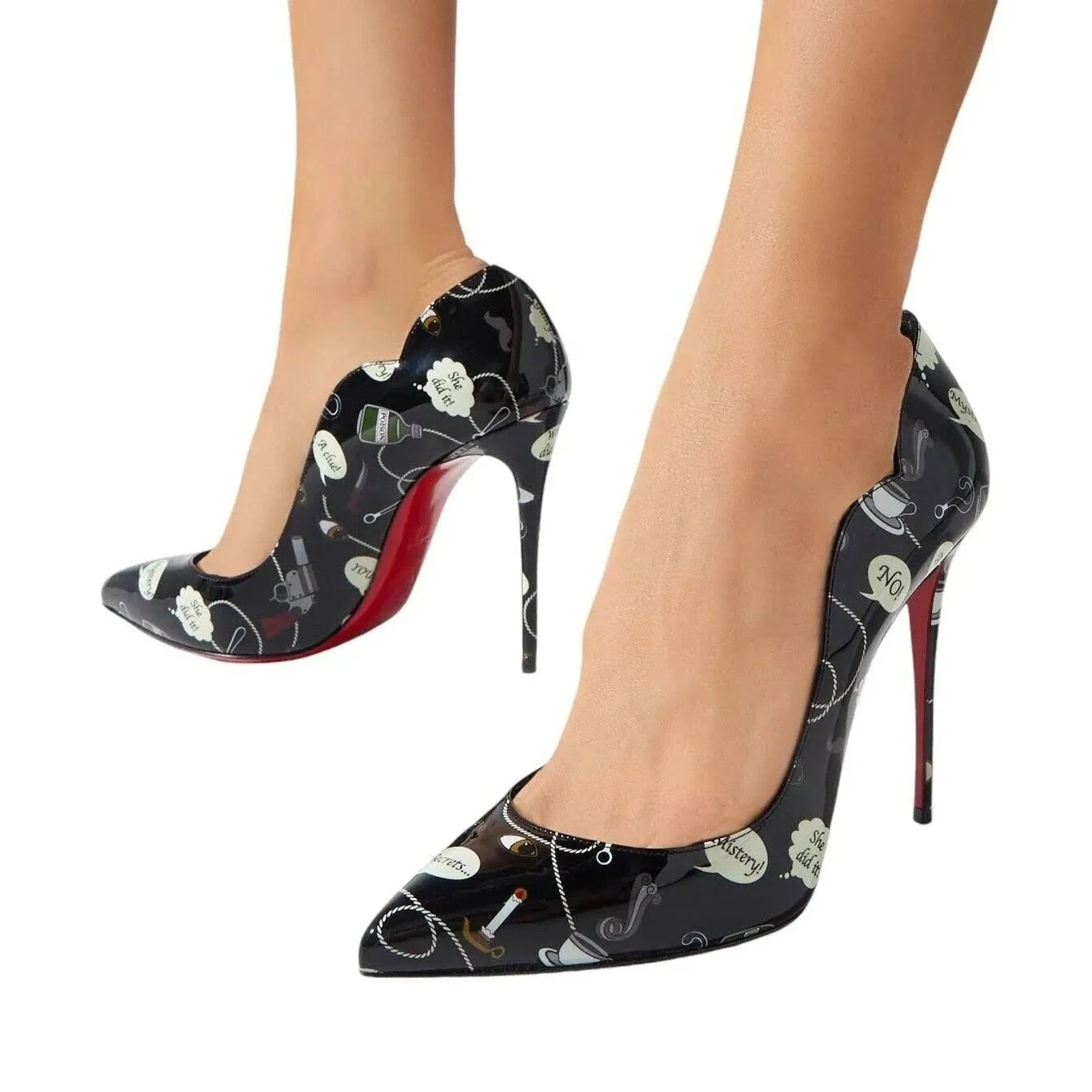 Christian Louboutin Hot Chick 100 Weapons Limited Edition Black Multi Pumps