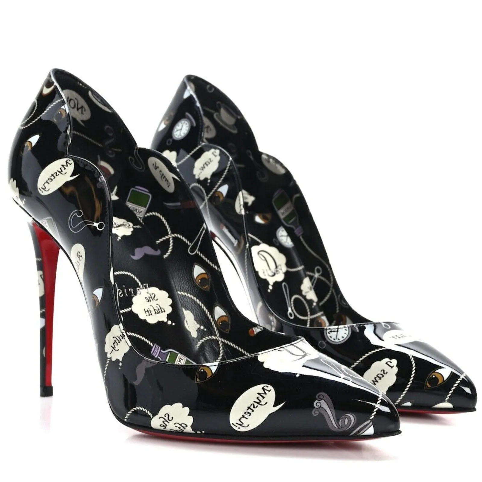 Christian Louboutin Hot Chick 100 Weapons Limited Edition Black Multi Pumps