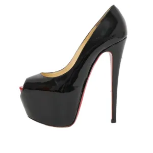 Christian Louboutin Patent Peep toe Heels Black 37