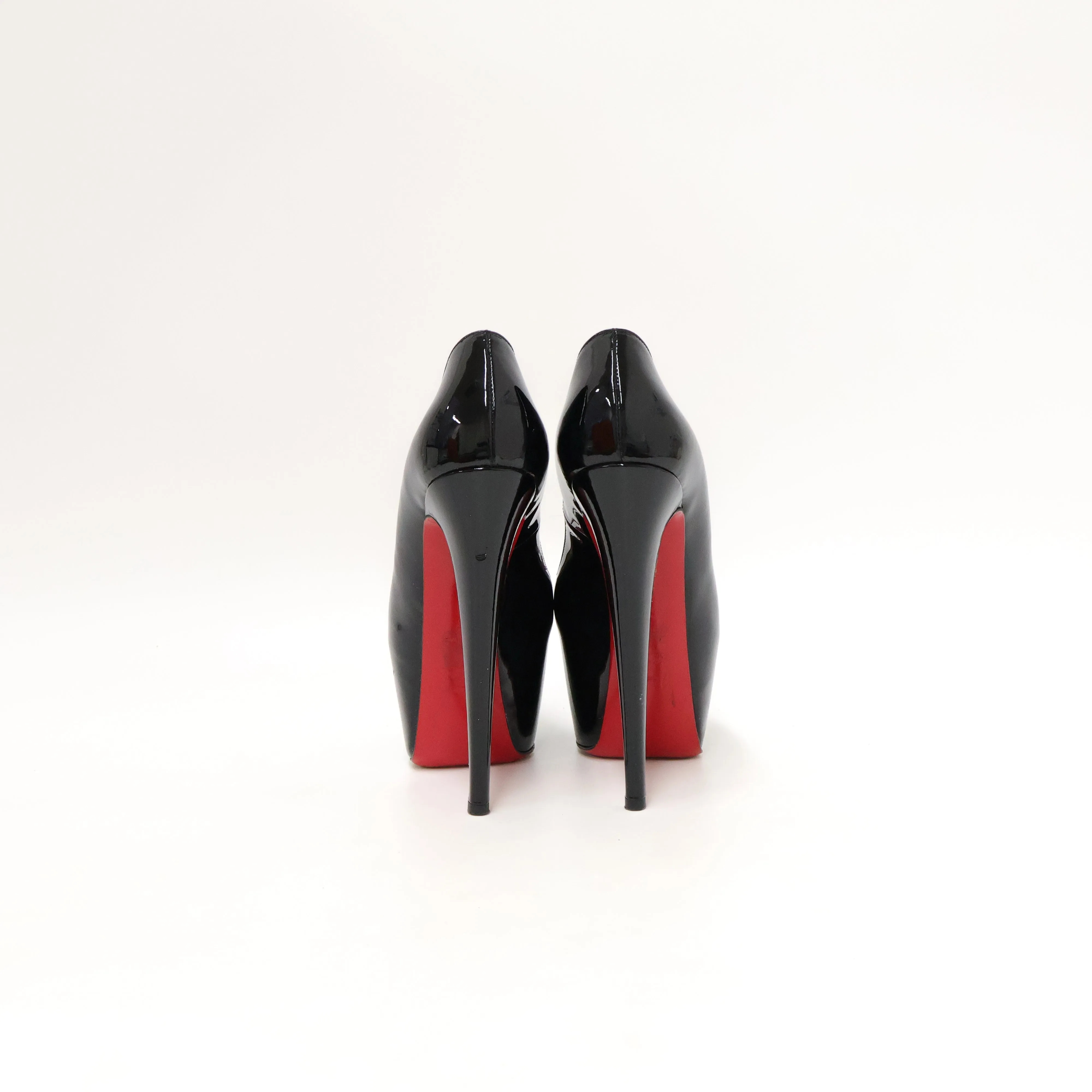 Christian Louboutin Patent Peep toe Heels Black 37