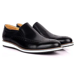 CK Classic Black Perforated Brogue With White Designed Sole Shoe