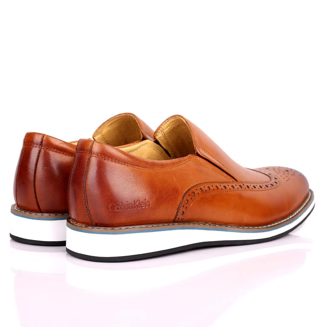 CK Classic  Brown Perforated Brogue With White Designed Sole Shoe