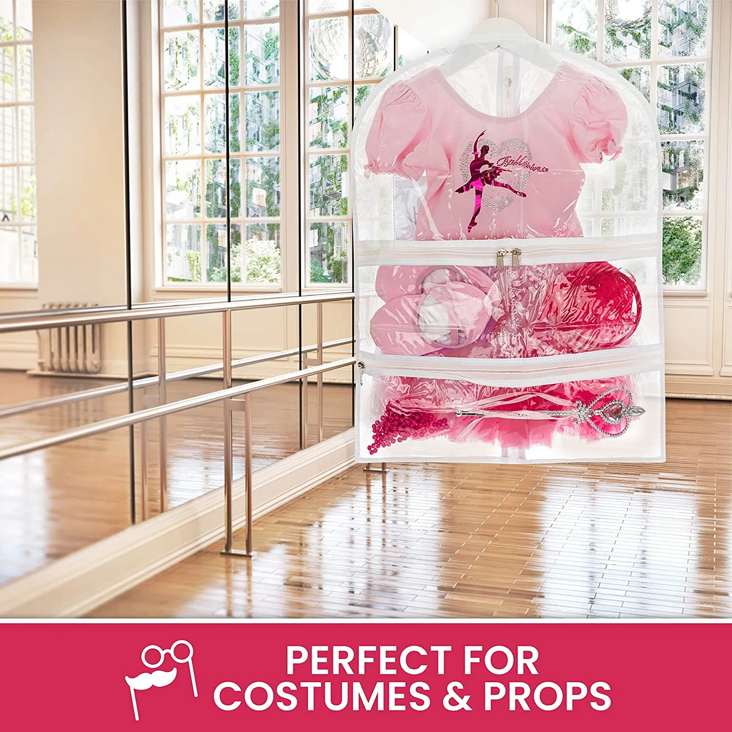 Clear Dance Garment Bag 19 inch x 24 inch With 3 Pockets