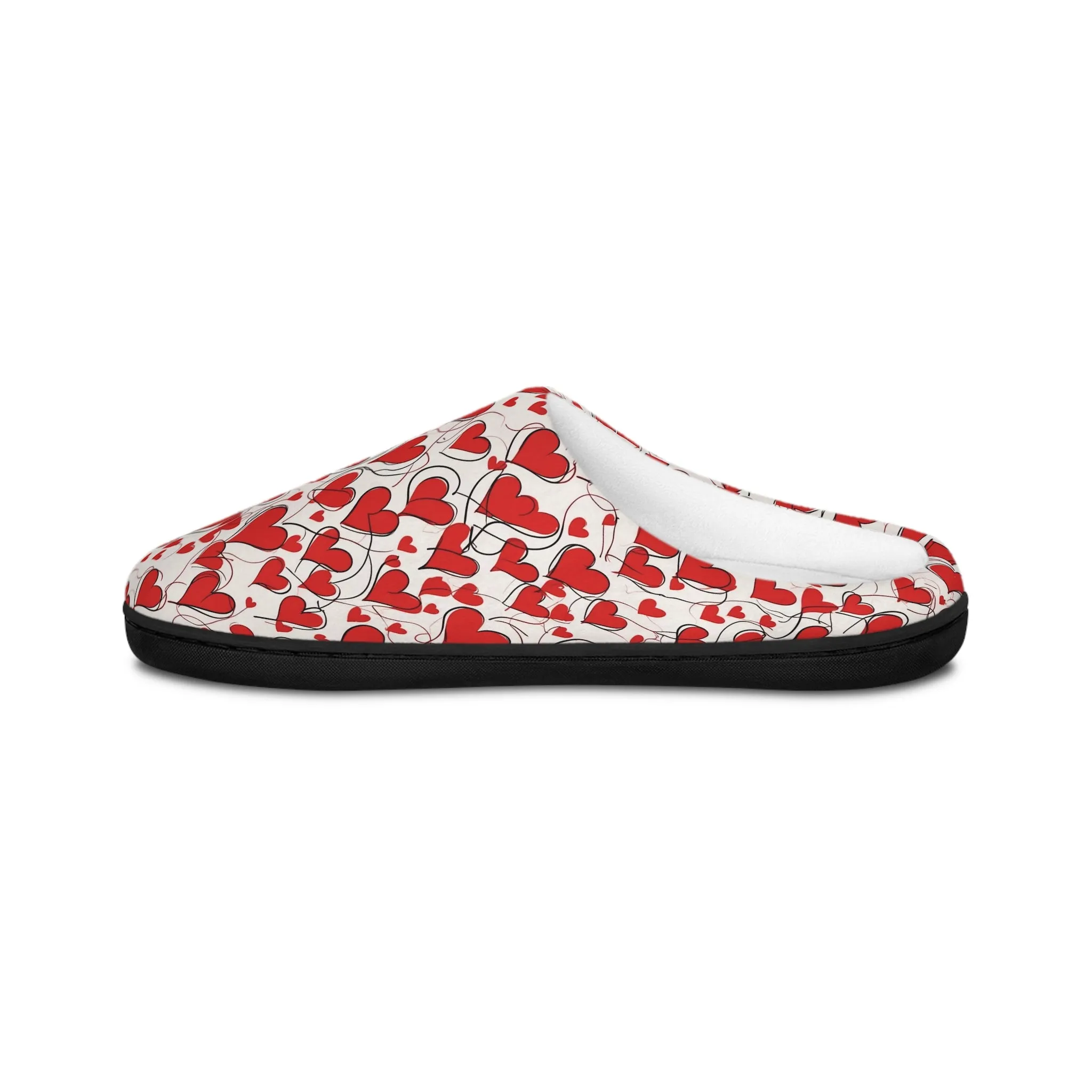 Cozy Scribbled Hearts Men's Indoor Slippers - Perfect for Valentine's Day Comfort