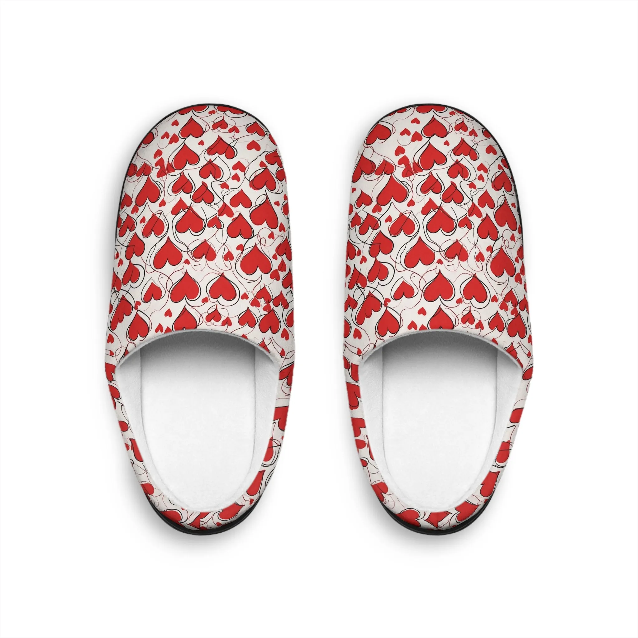 Cozy Scribbled Hearts Men's Indoor Slippers - Perfect for Valentine's Day Comfort