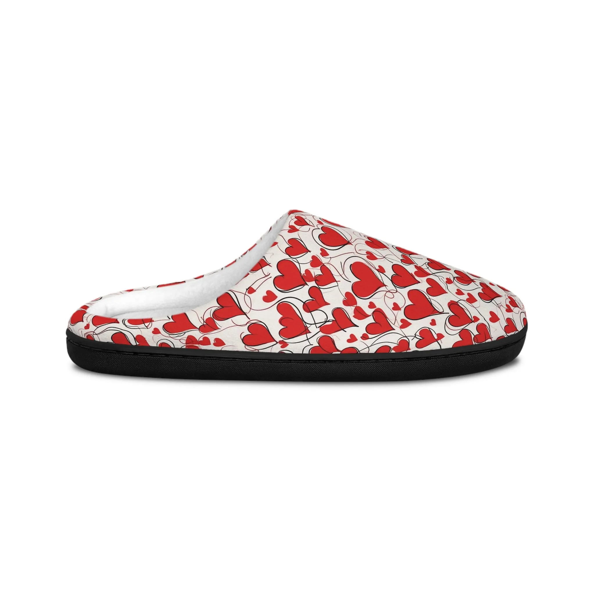 Cozy Scribbled Hearts Men's Indoor Slippers - Perfect for Valentine's Day Comfort