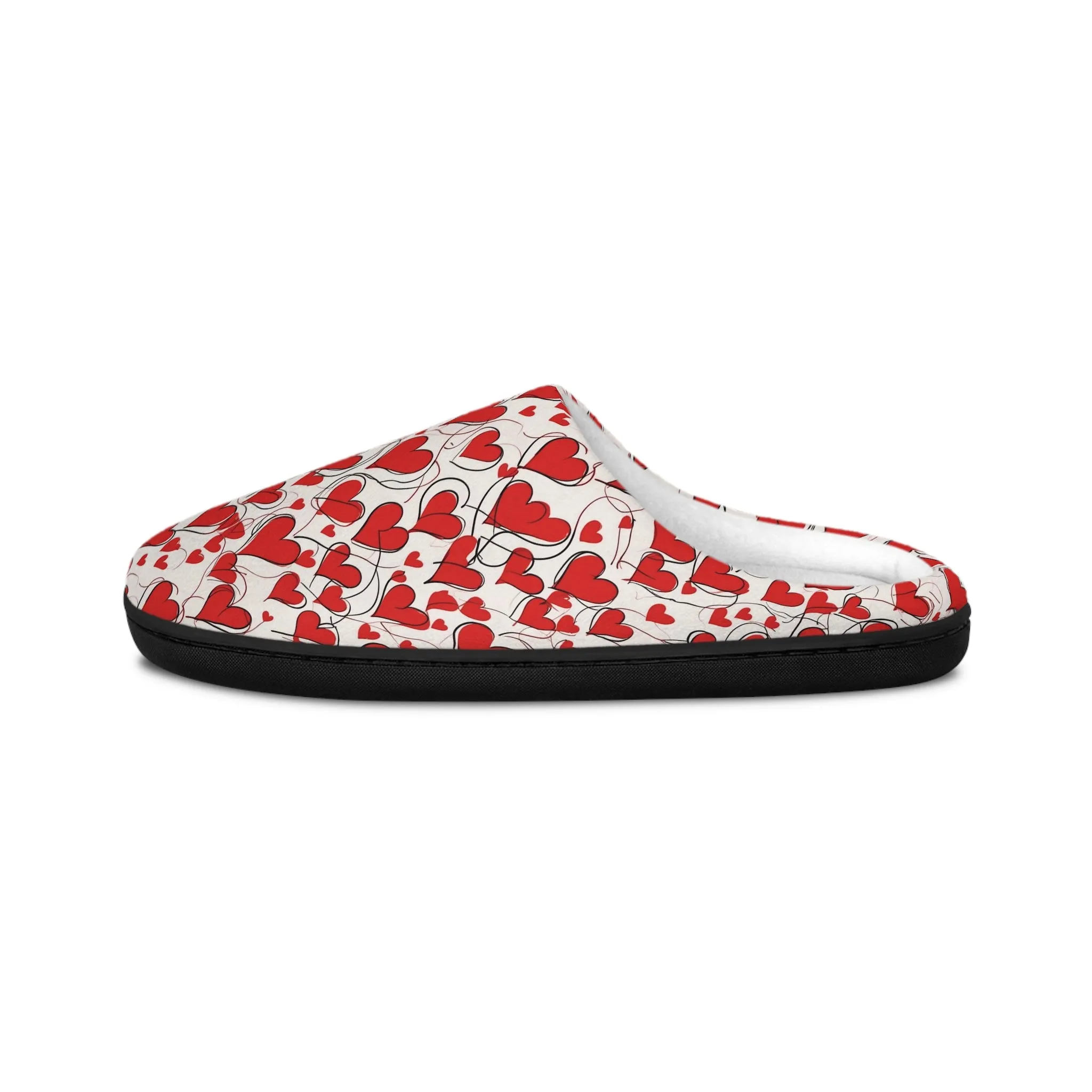 Cozy Scribbled Hearts Men's Indoor Slippers - Perfect for Valentine's Day Comfort