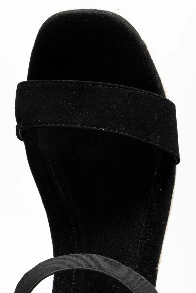 Elastic Espadrille Wedge Black