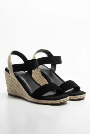 Elastic Espadrille Wedge Black