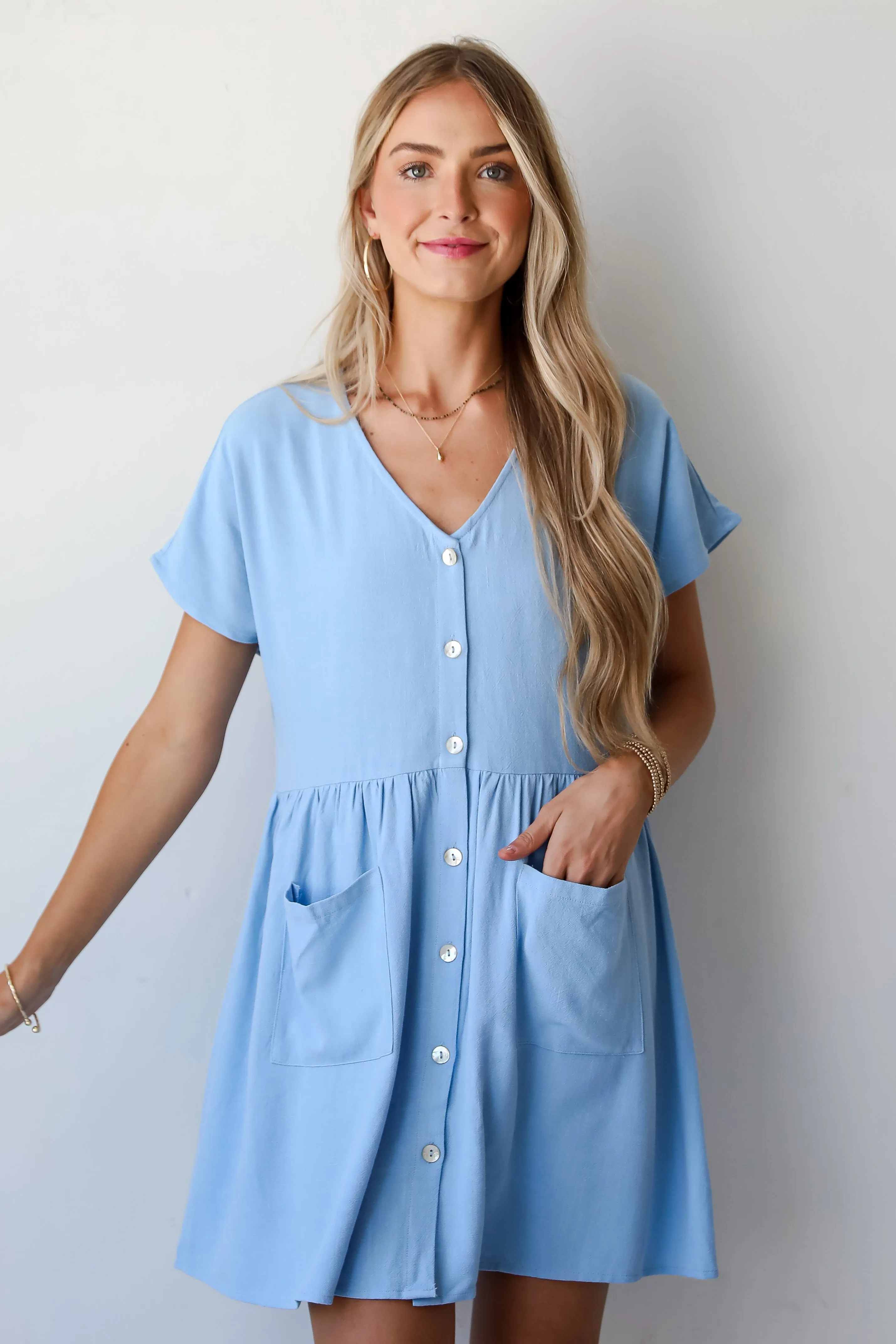 FINAL SALE - Easy Sweetness Light Blue Babydoll Mini Dress