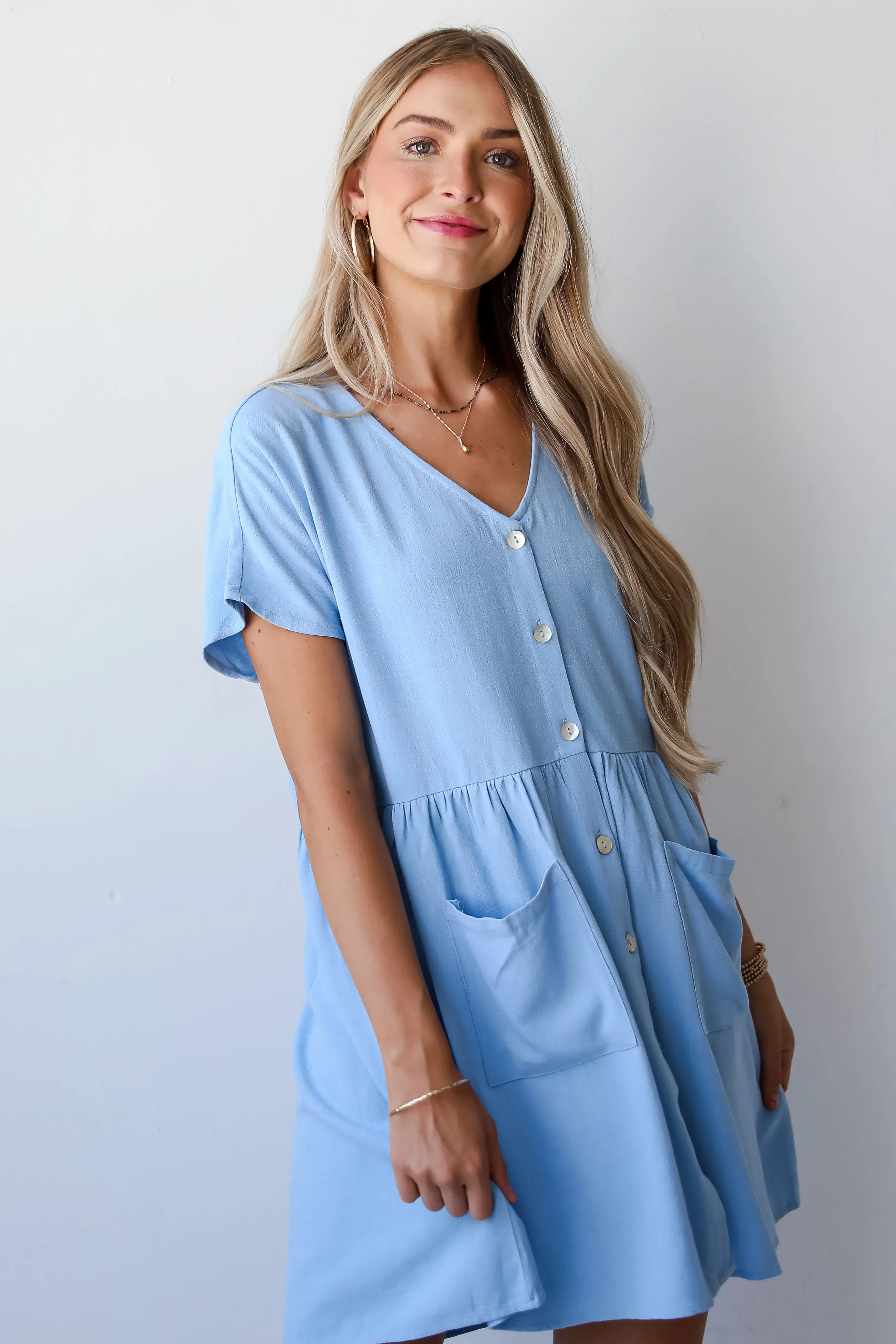 FINAL SALE - Easy Sweetness Light Blue Babydoll Mini Dress