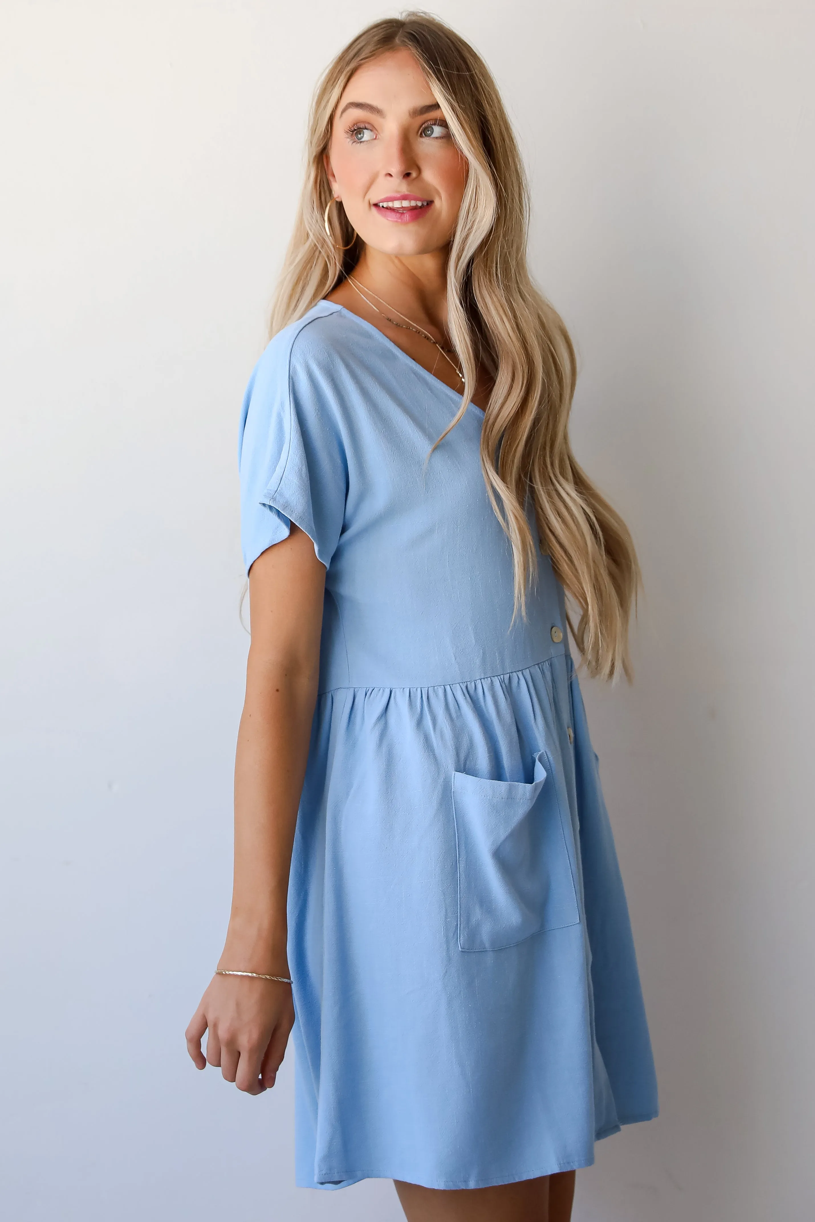 FINAL SALE - Easy Sweetness Light Blue Babydoll Mini Dress