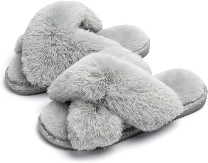 Fluffy Cross-Band Slippers