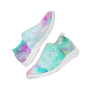 Fly-knit Slip-on Sneakers- Tie Dye Design. Casual Comfy Shoes for Women. WickedYo