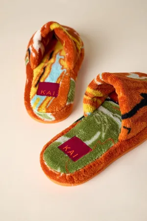 Gaia Printed Slippers - Orange