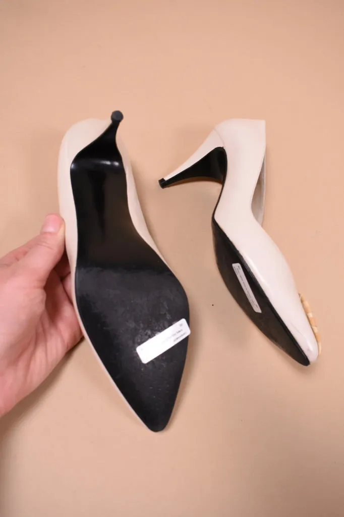 Ivory 80s Leather Pumps By Martinez Valero, 7.5