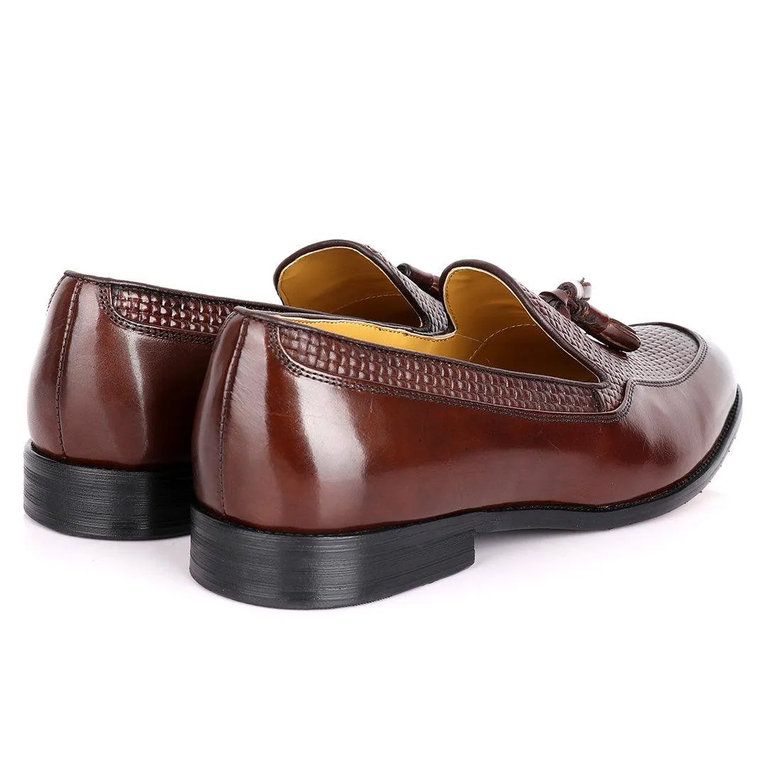 John Mendson Woven designed leather Shoe-Brown