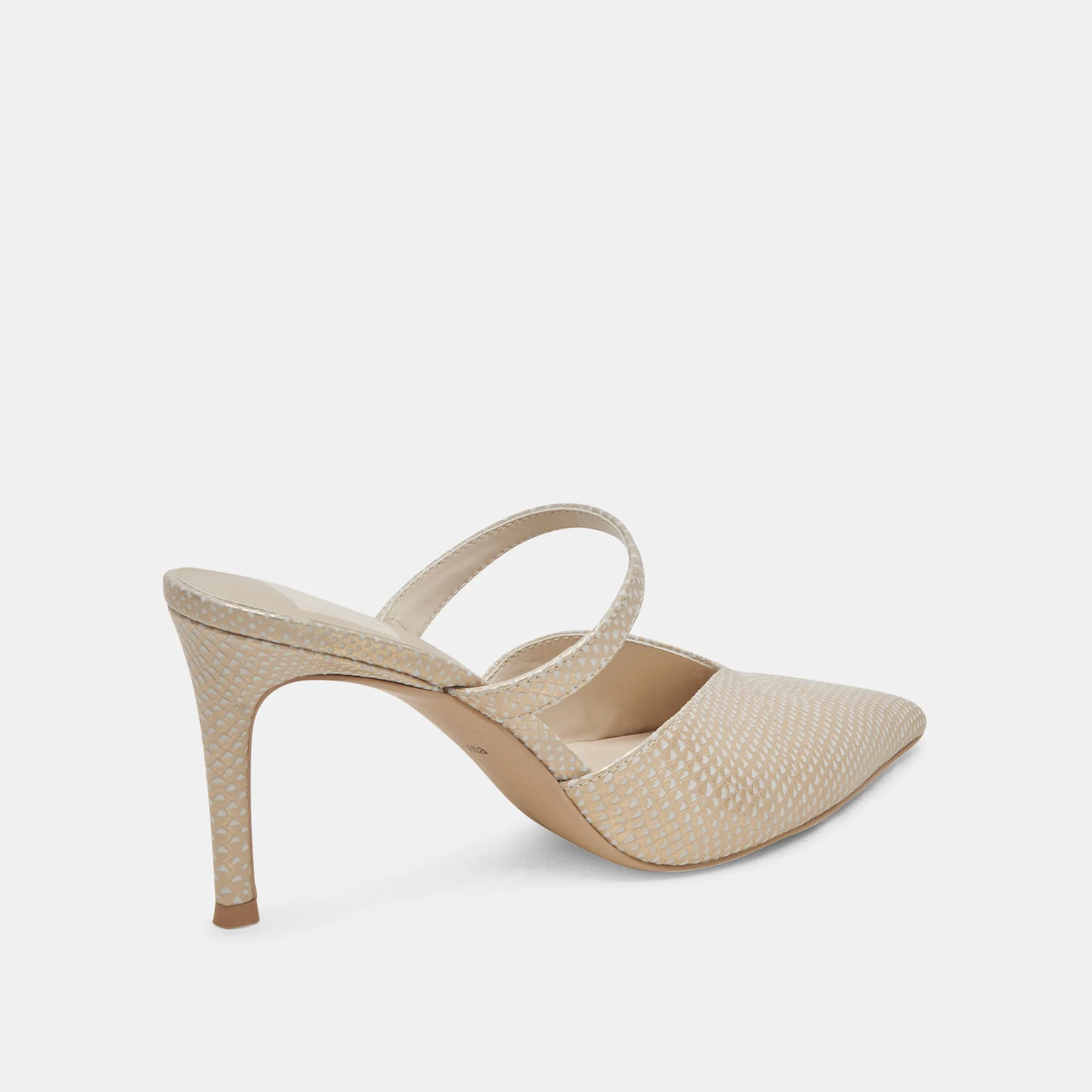 KANIKA HEELS CHAMPAGNE EMBOSSED LEATHER