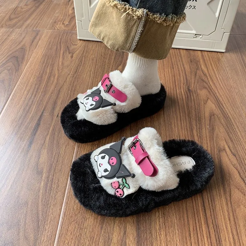 Kuromi Open-Toe Cozy Fuzzy Slippers