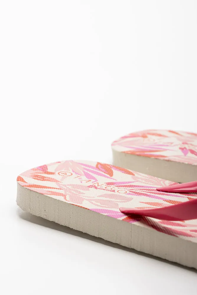 Leaf Print Flip Flop Pink