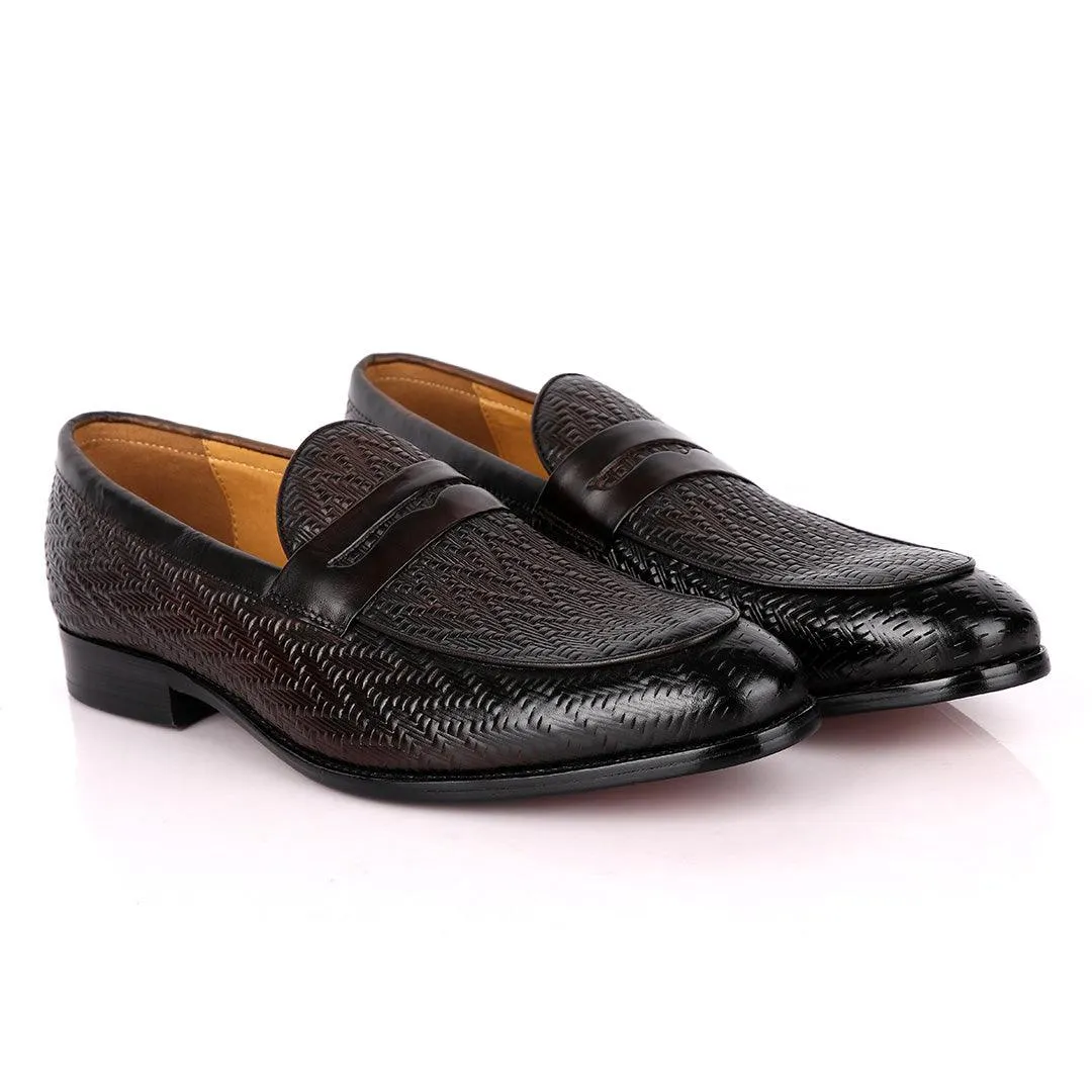 LoriBlu Pattern Coffee Formal Leather Shoe