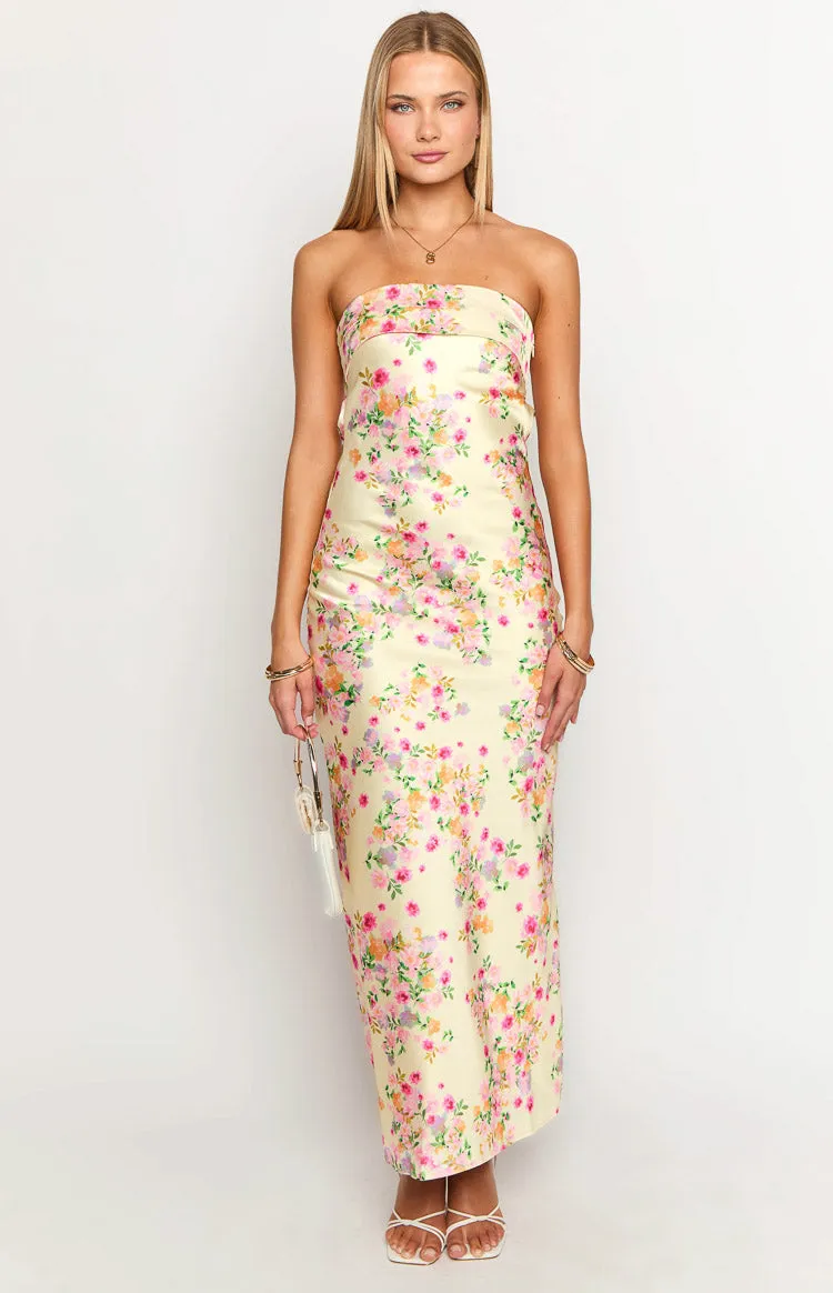 Maiah Yellow Bloom Maxi Dress