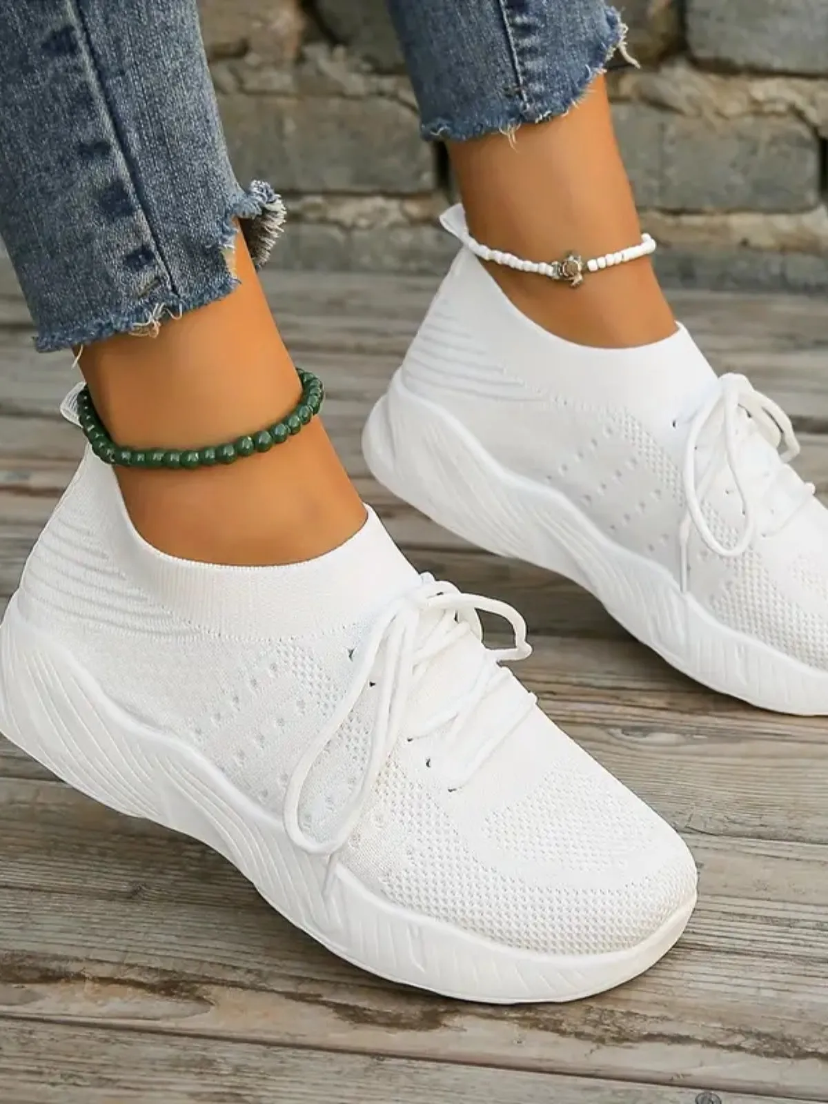 Mesh Round Toe Flat Athletic Shoes