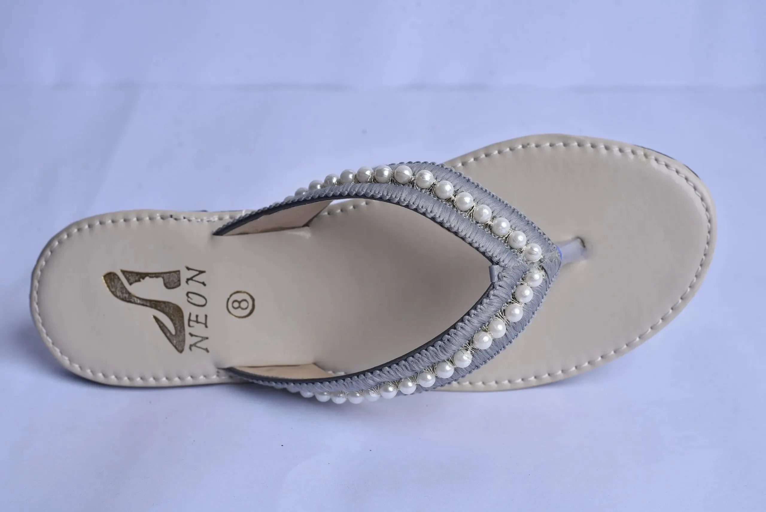 Neon Pearl Slippers White