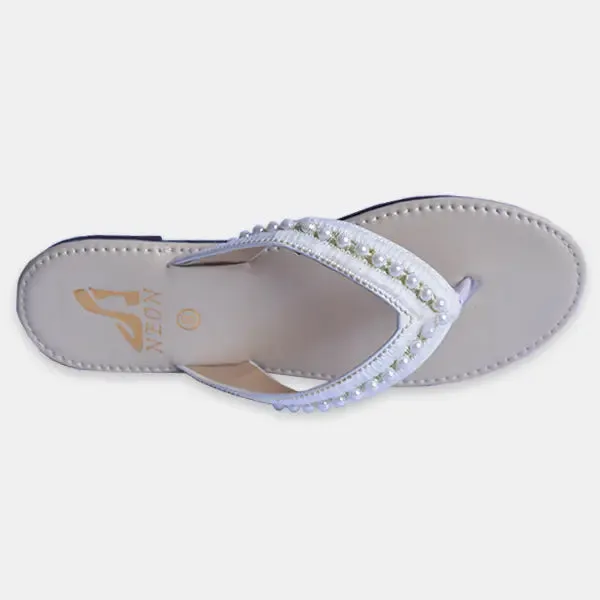 Neon Pearl Slippers White