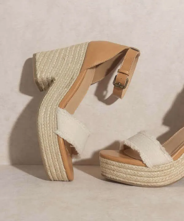 OASIS SOCIETY Riley - Tan Brown Espadrille Platform Sandals