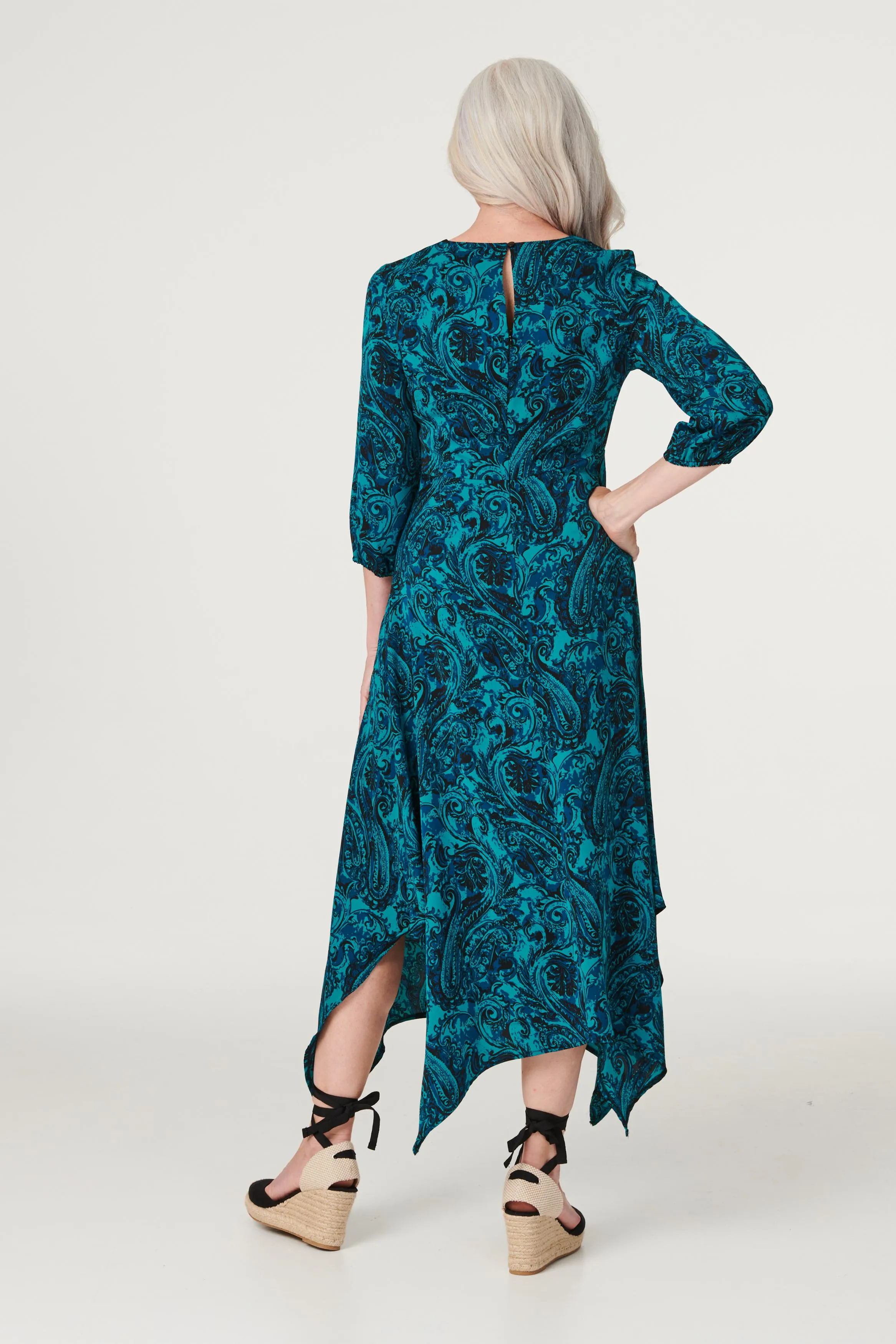 Paisley Hanky Hem Midi Dress