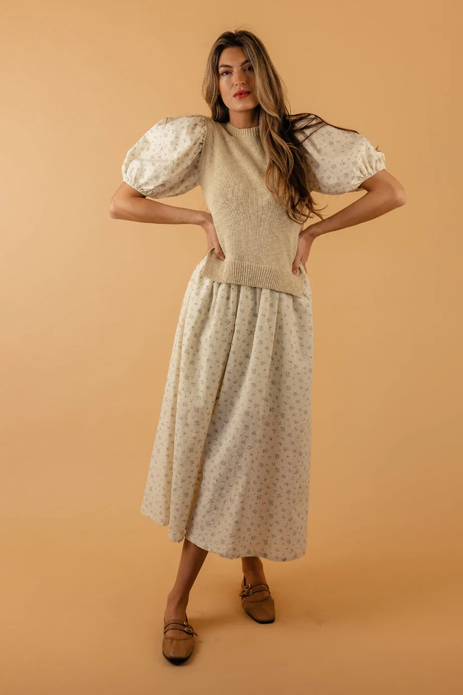 Past Lives Puff Sleeve Sweater Dress