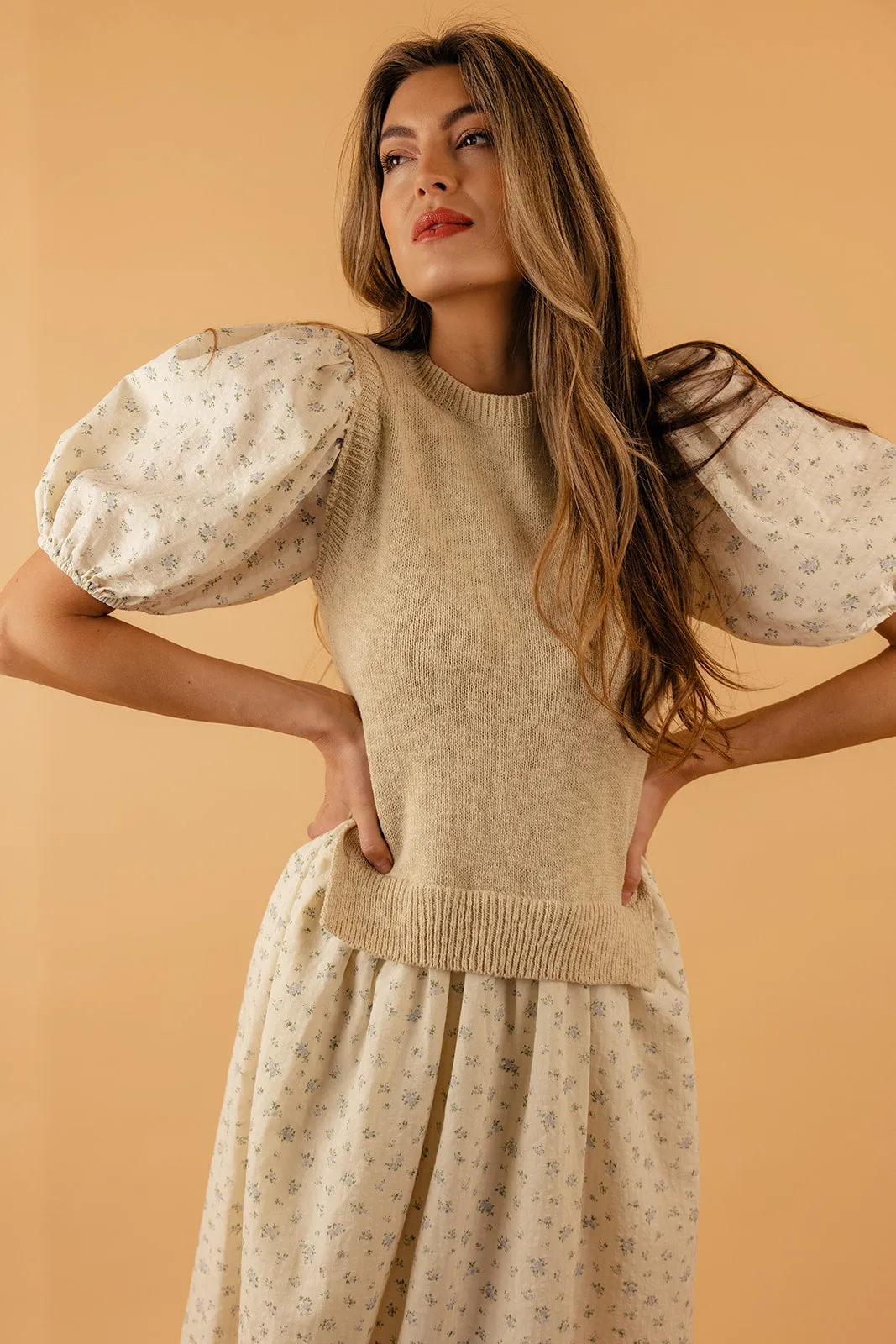 Past Lives Puff Sleeve Sweater Dress