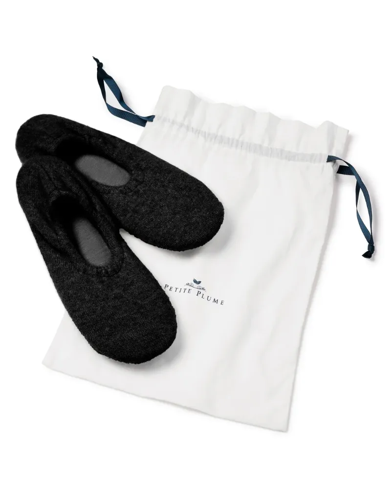 Petite Plume Black Cashmere Sock Slippers