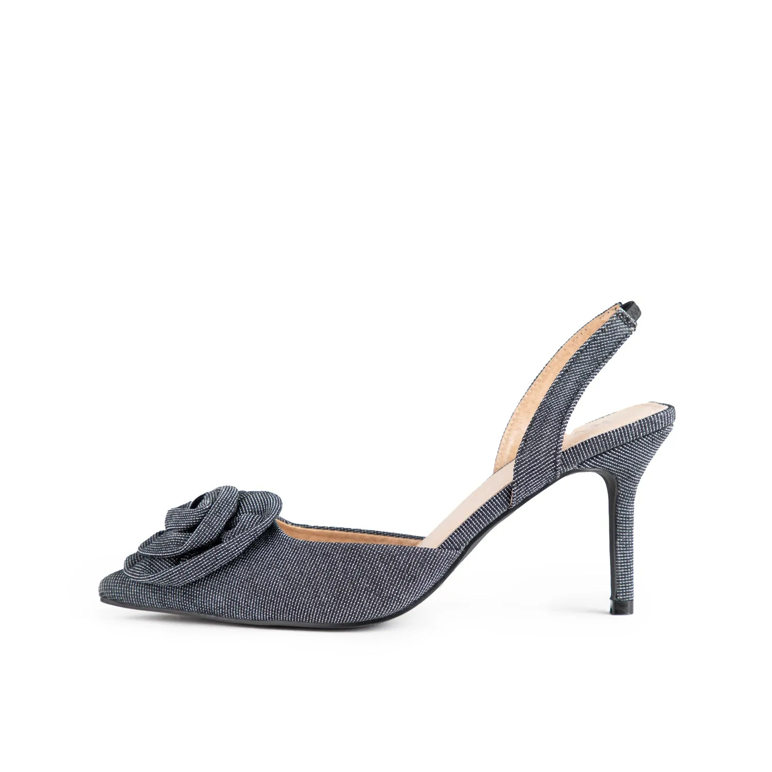 RAID Aamna Heeled Sandals in Black Denim