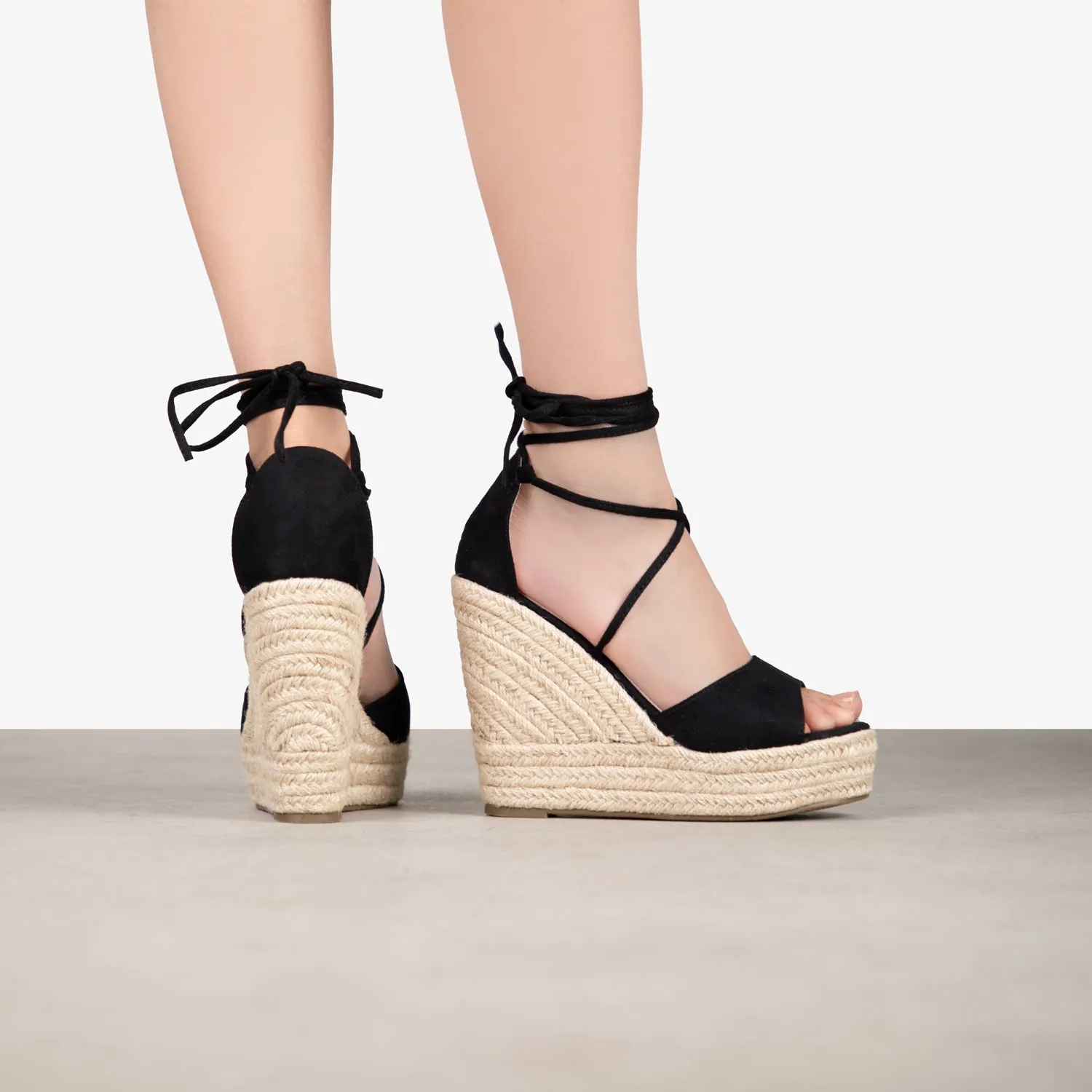 RAID Marea Lace Up Espadrilles in Black