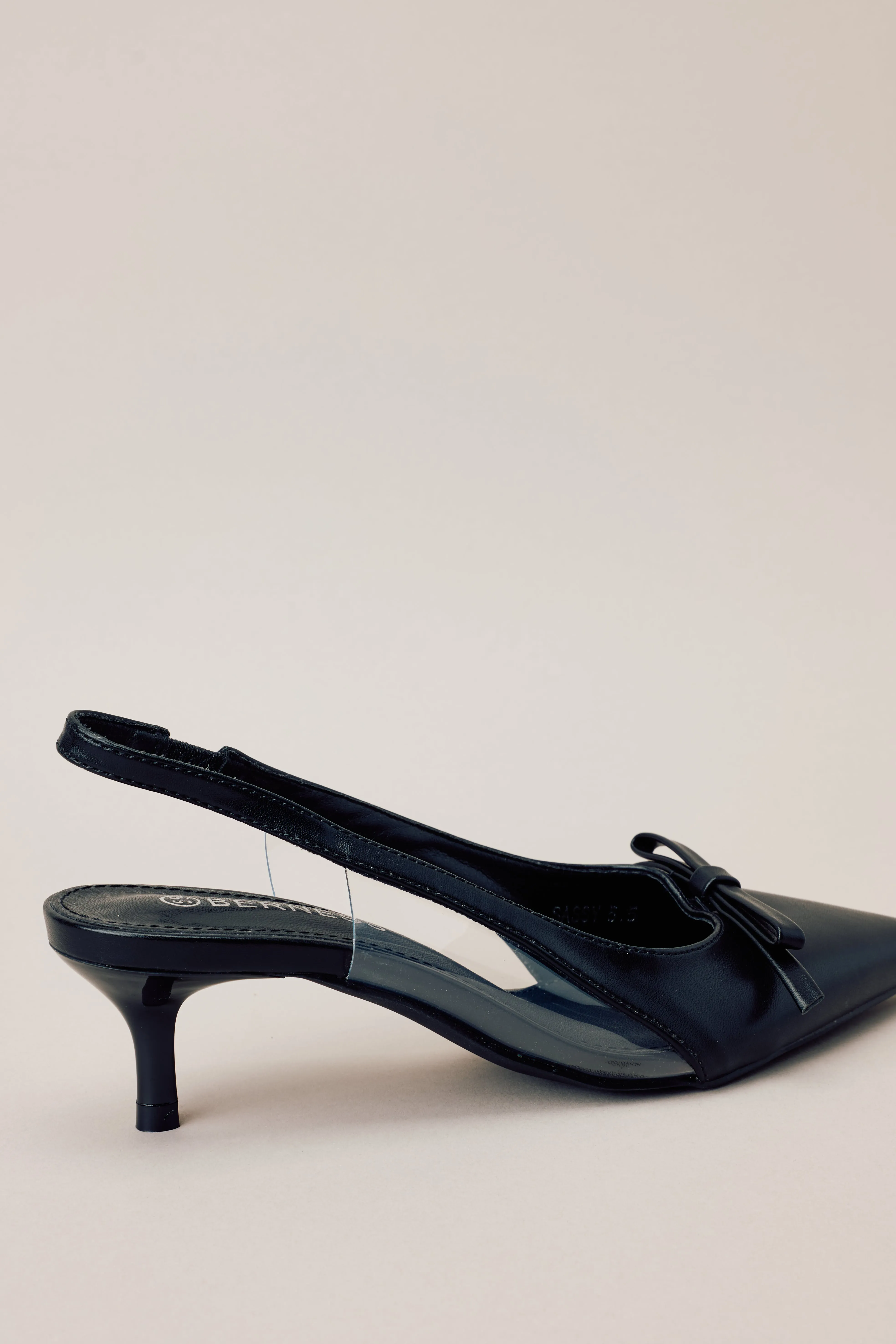 Regal Steps Black Slingback Kitten Heels