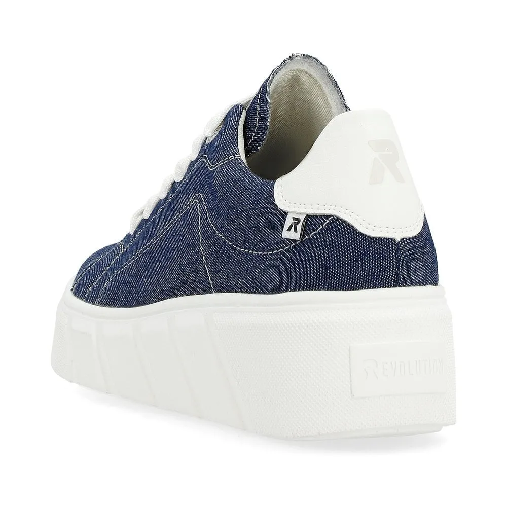 Rieker W0501 Ladies Trainer Blue