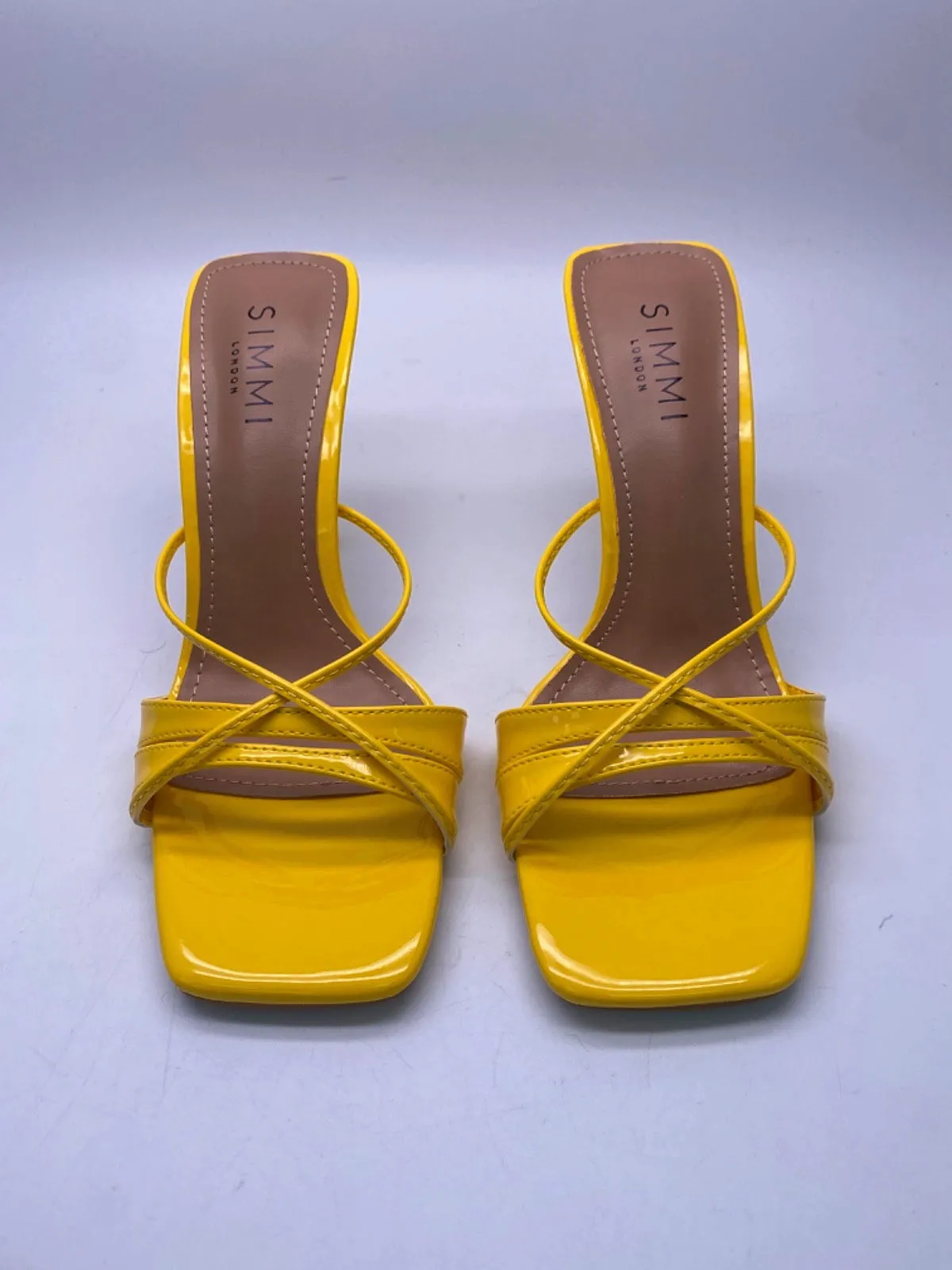 Simmi Yellow Patent Macy-3 Danique Heels UK 5